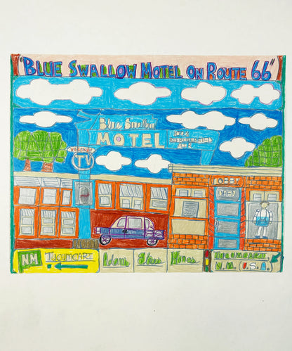 Blue Swallow Motel on Route 66 Drawing