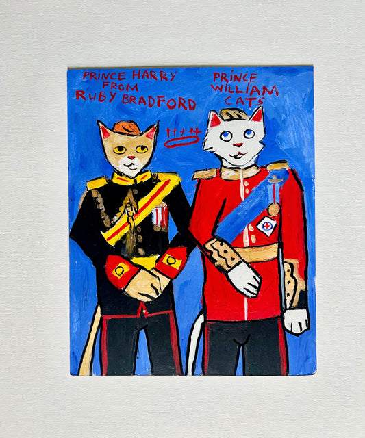 Prince Harry + Prince William Cats Painting