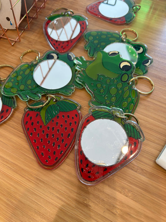 Frog + Strawberry Keychains