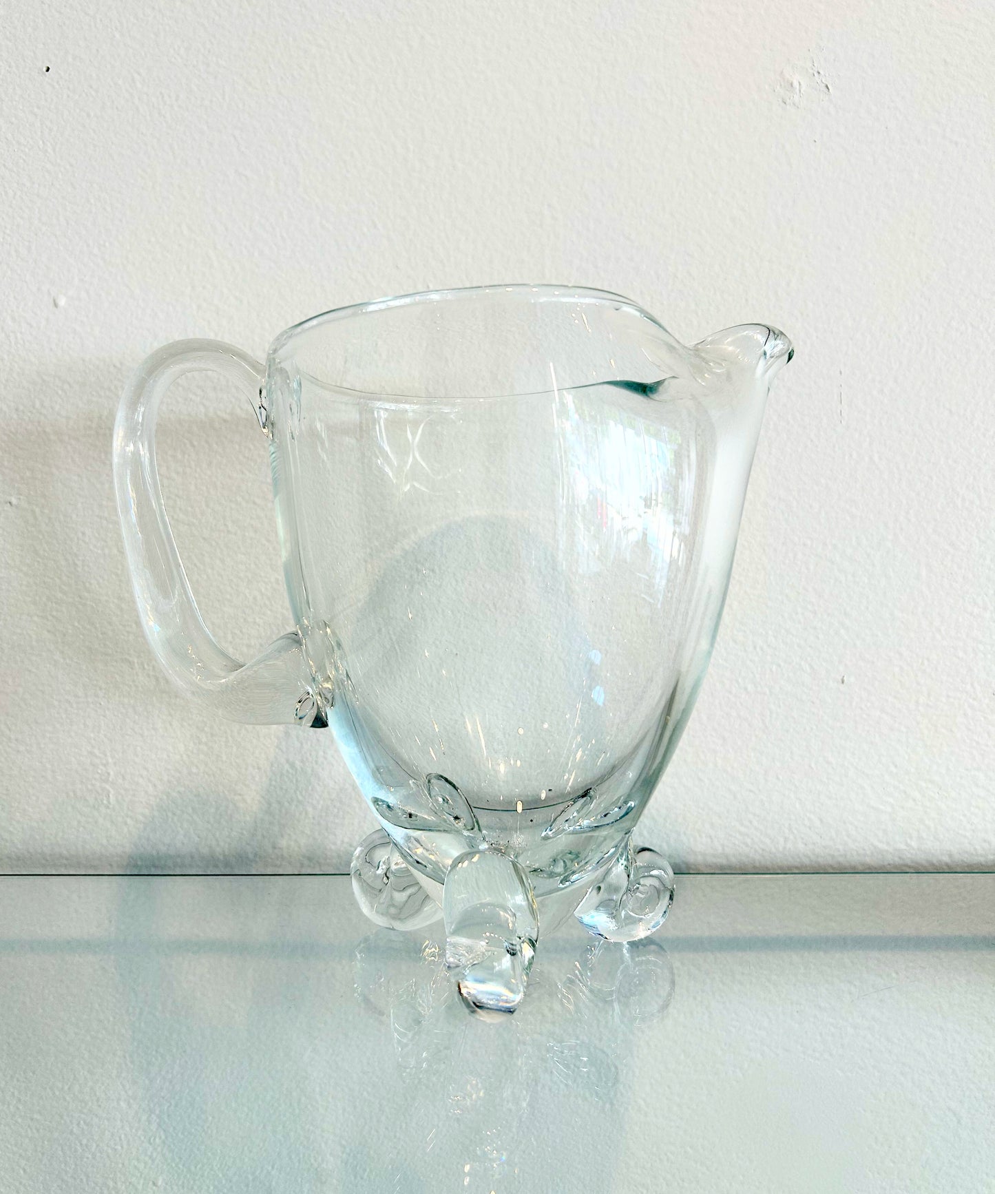 Blown Glass Footed Pitcher